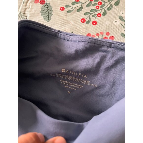 Athleta Elation Crossover Rib 7" Shorts Womens Purple Athletic High Rise medium - Picture 8 of 10